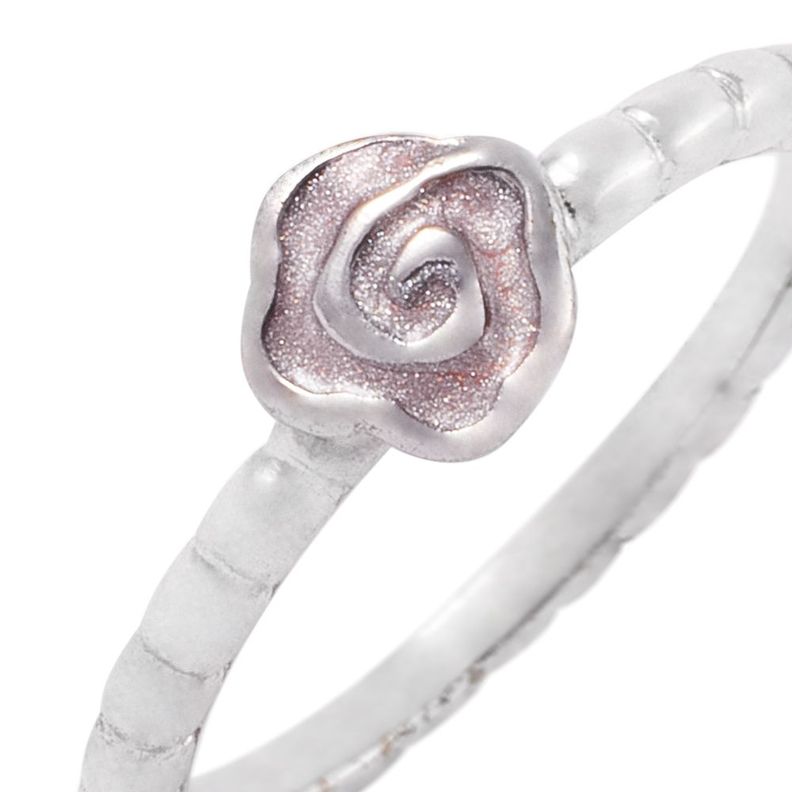 Anillo de Plata Esterlina 925 Rosa Rosada-1