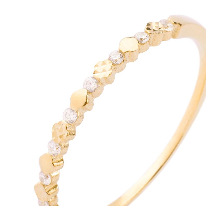 Anillo Compromiso de Oro 14kt Medio Cintillo Riel Circonitas-1