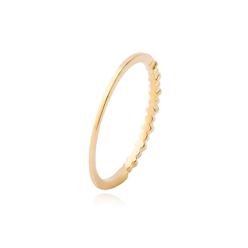Anillo Compromiso de Oro 14kt Medio Cintillo Riel Circonitas-2