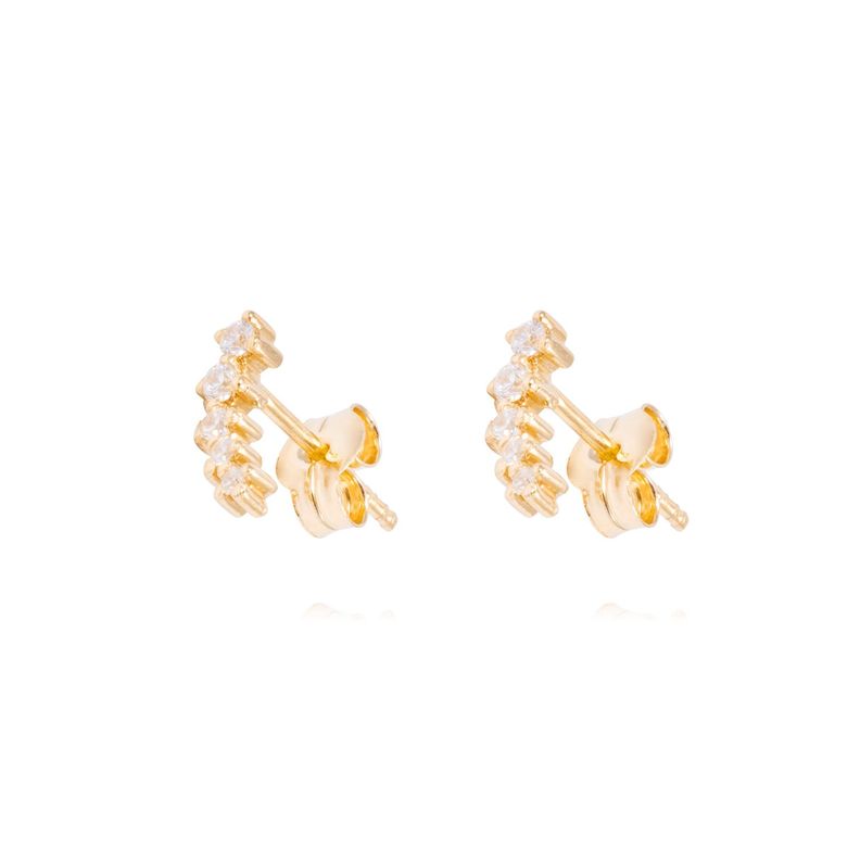 Aros Oro Amarillo 18kt Escalonados 5 Circonitas-1