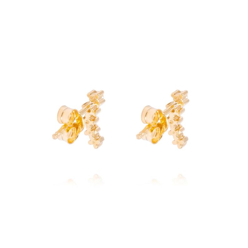Aros Oro Amarillo 18kt Escalonados 5 Circonitas-2