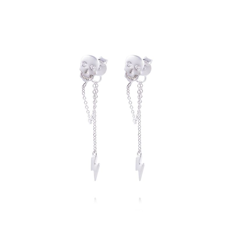 Aros de Plata Esterlina 925 Calabera cadenas-0