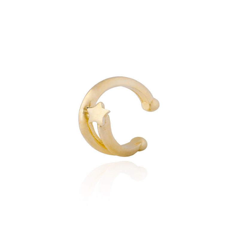 Aros de Plata Esterlina 925 Estrella Invidual Revestido en Oro 18kt-0