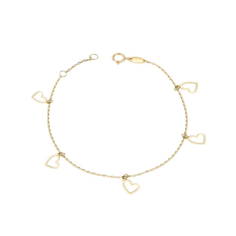 Pulsera Oro Amarillo 18kt Corazones Colgantes-0