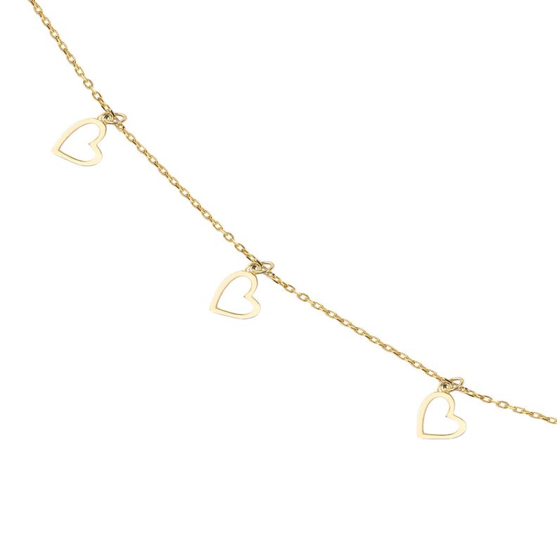 Pulsera Oro Amarillo 18kt Corazones Colgantes-1