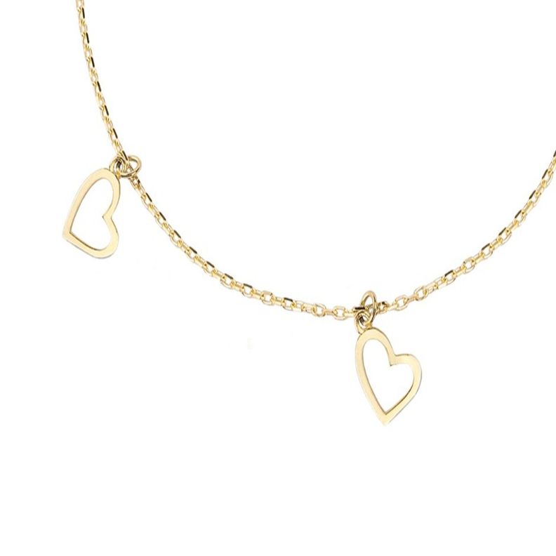 Pulsera Oro Amarillo 18kt Corazones Colgantes-2