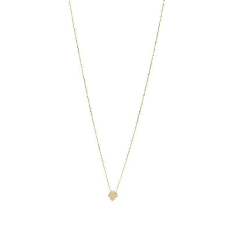 Collar Oro Amarillo 18kt Diamantes de 5 Pts Mano de Fátima-2