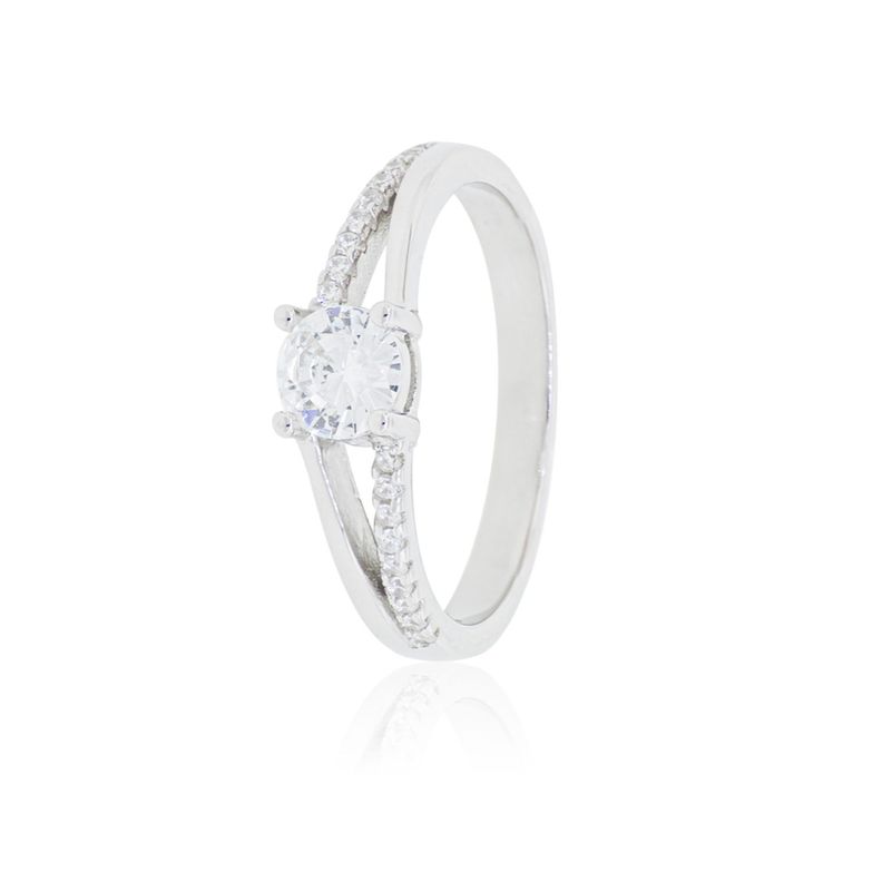 Anillo de Plata Esterlina 925 Doble Circon-0