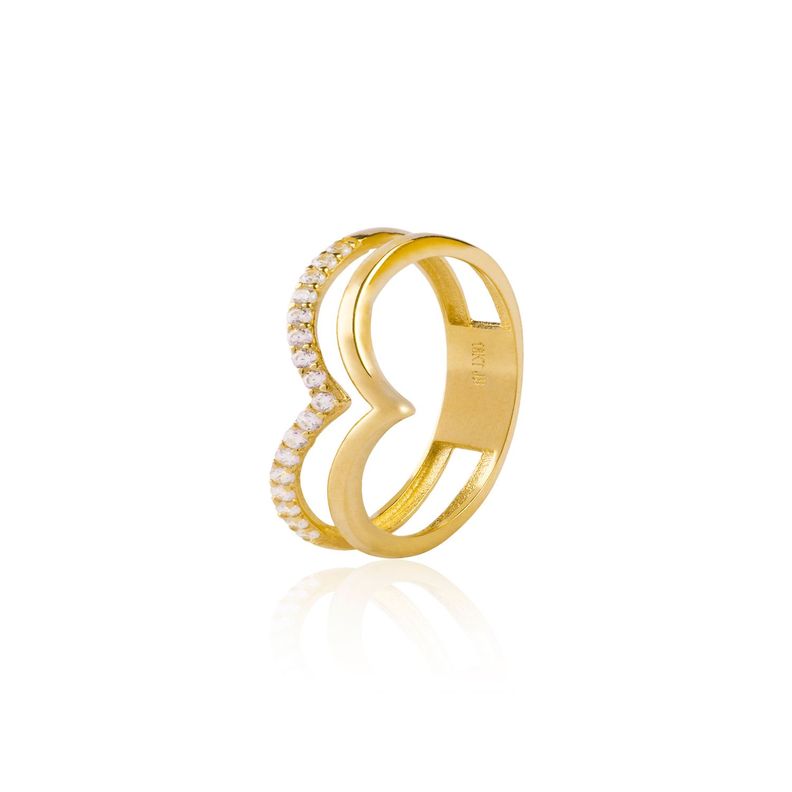 Anillo de Oro 18kt Doble Punta Circon-0