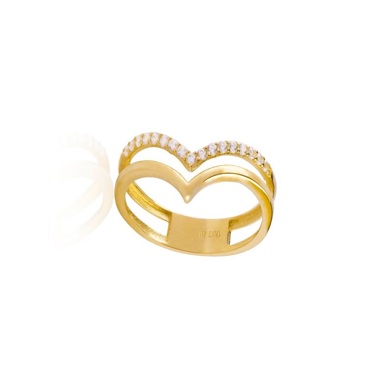 Anillo de Oro 18kt Doble Punta Circon-2