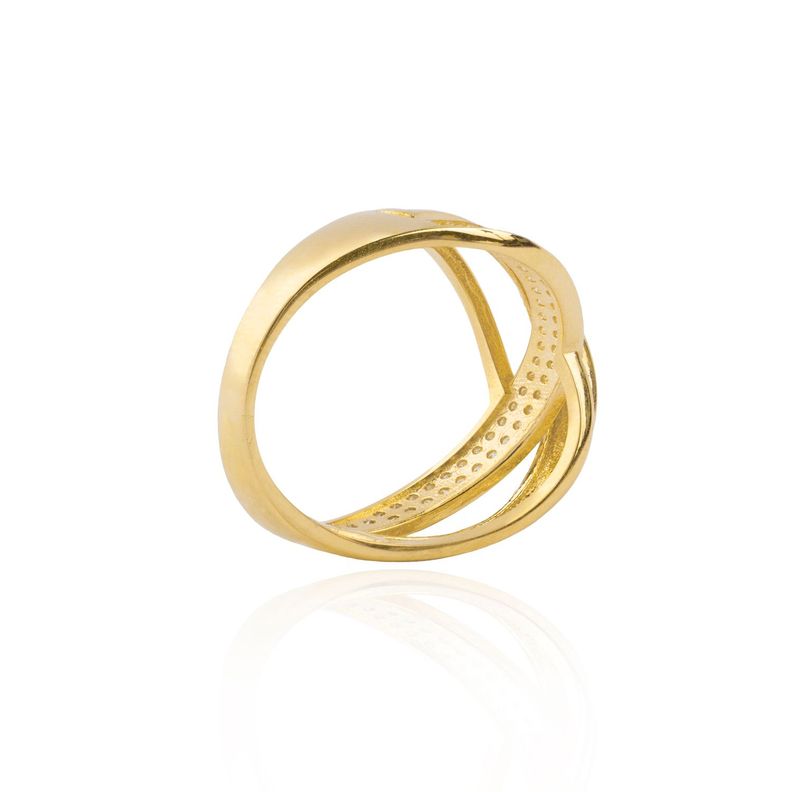 Anillo de oro 18kt Entrelazado circón, liso-1