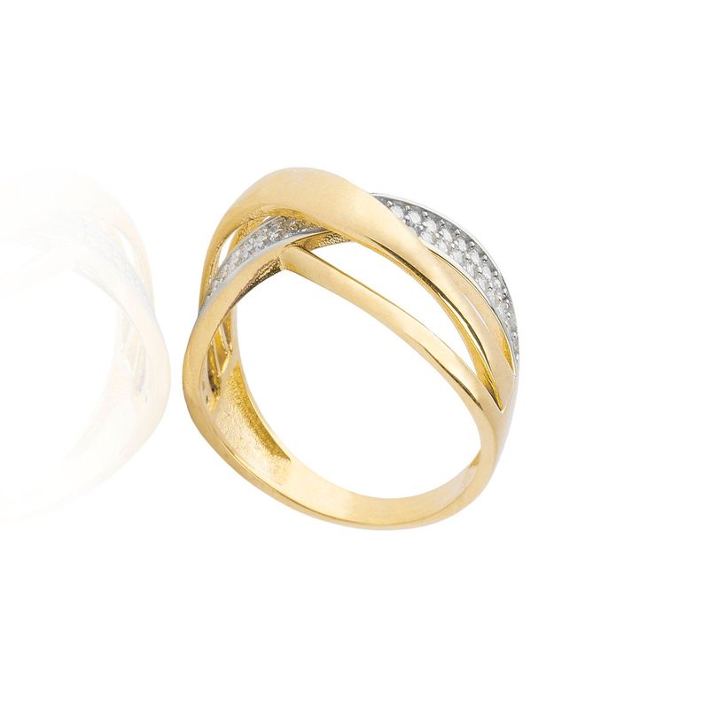 Anillo de oro 18kt Entrelazado circón, liso-2