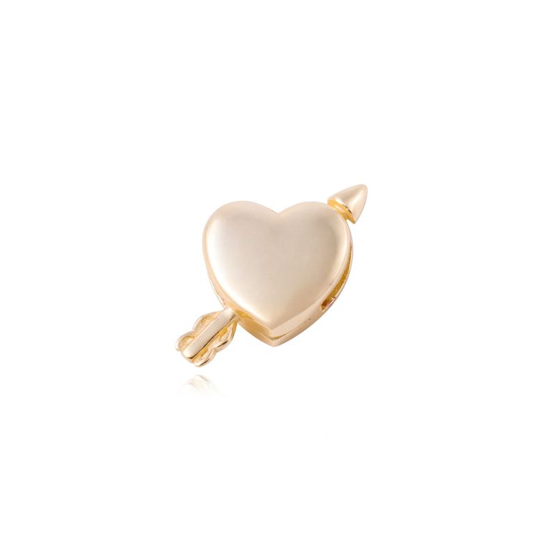 Dije de Plata broche Corazón con flecha Revestido en Oro 18kt-0