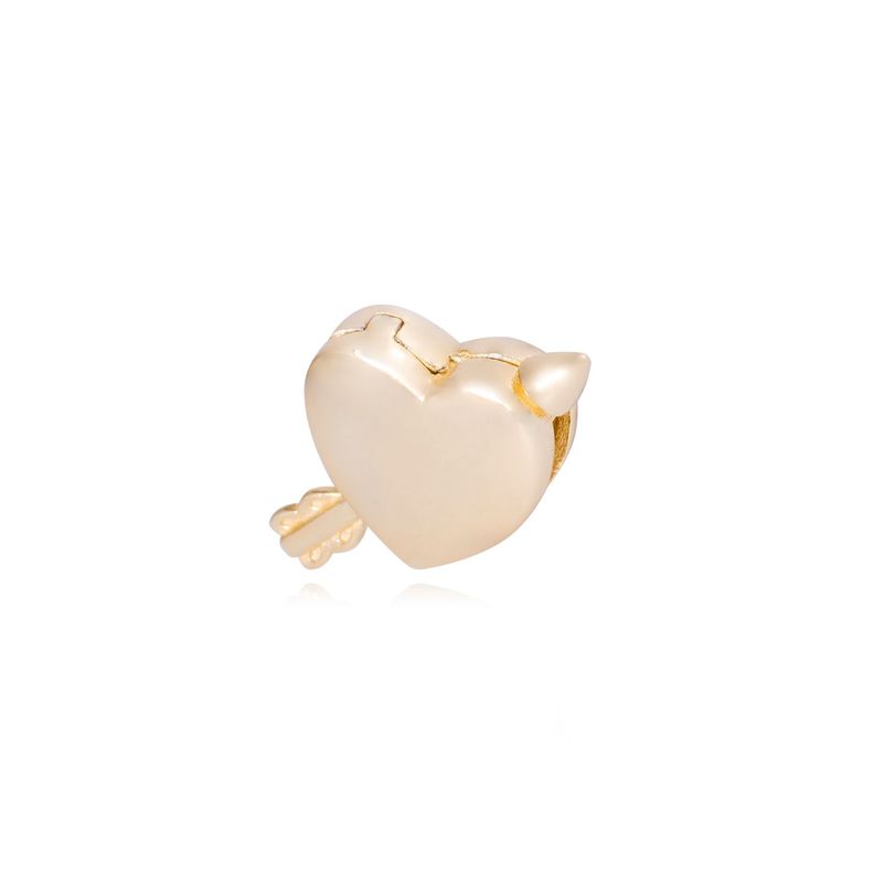 Dije de Plata broche Corazón con flecha Revestido en Oro 18kt-1