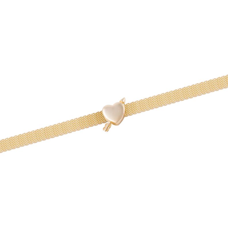 Dije de Plata broche Corazón con flecha Revestido en Oro 18kt-2
