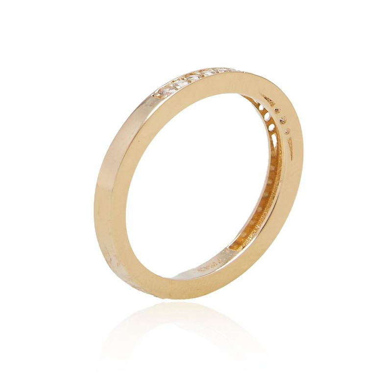 Anillo Compromiso de Oro 18Kt Cintillo Riel Circón-1