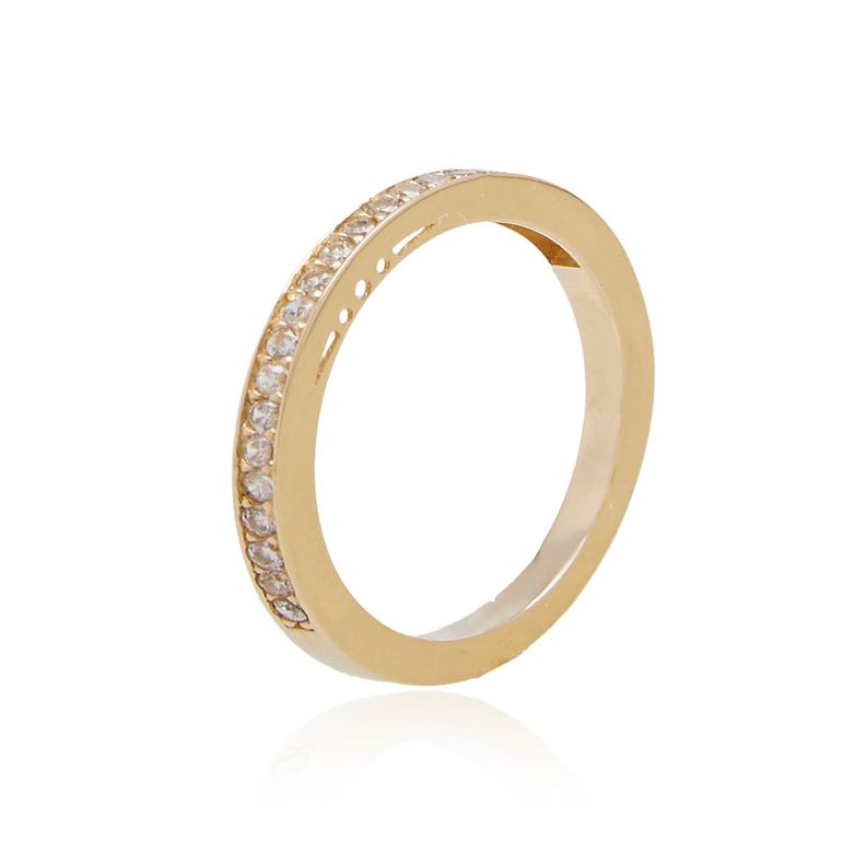 Anillo Compromiso de Oro 18Kt Cintillo Riel Circón-2