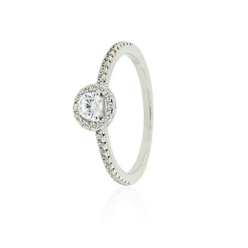 Anillo de Plata Esterlina 925 Solitario Riel Circon-0