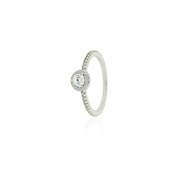 Anillo de Plata Esterlina 925 Solitario Riel Circon-2