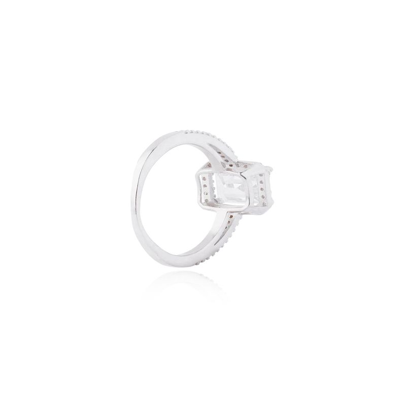 Anillo de Plata Esterlina 925 Circonita Rectangular-1