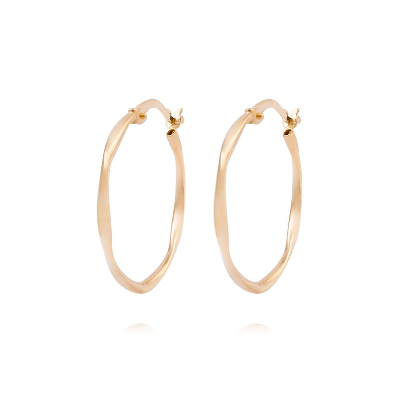 Aros de Oro 18kt Argollas 15MM Asimetricas-0