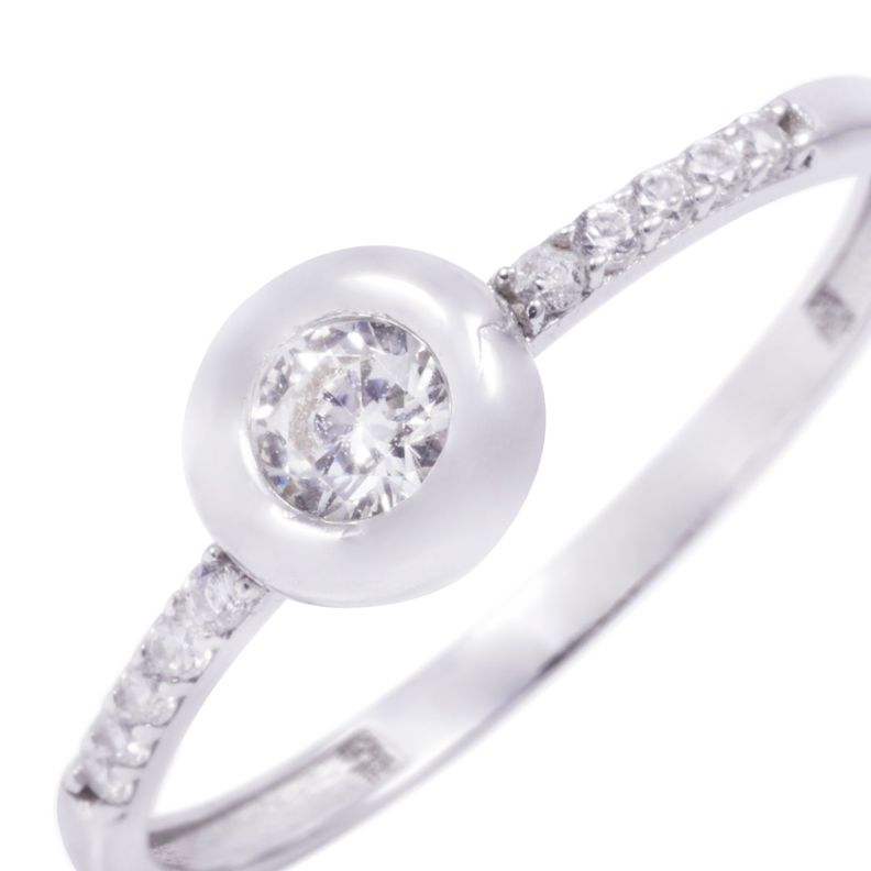 Anillo Compromiso de Oro de 18kt Solitario blanco redondo-1
