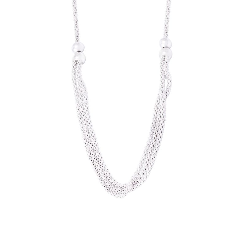 Collar de Plata Esterlina 925 Triple Cadena con Esferas Elegantes-1