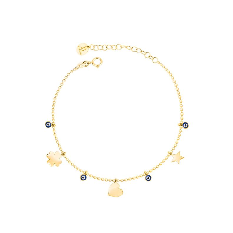 Pulsera de Plata Esterlina 925 Ojo Turco Revestido en Oro 18kt-0
