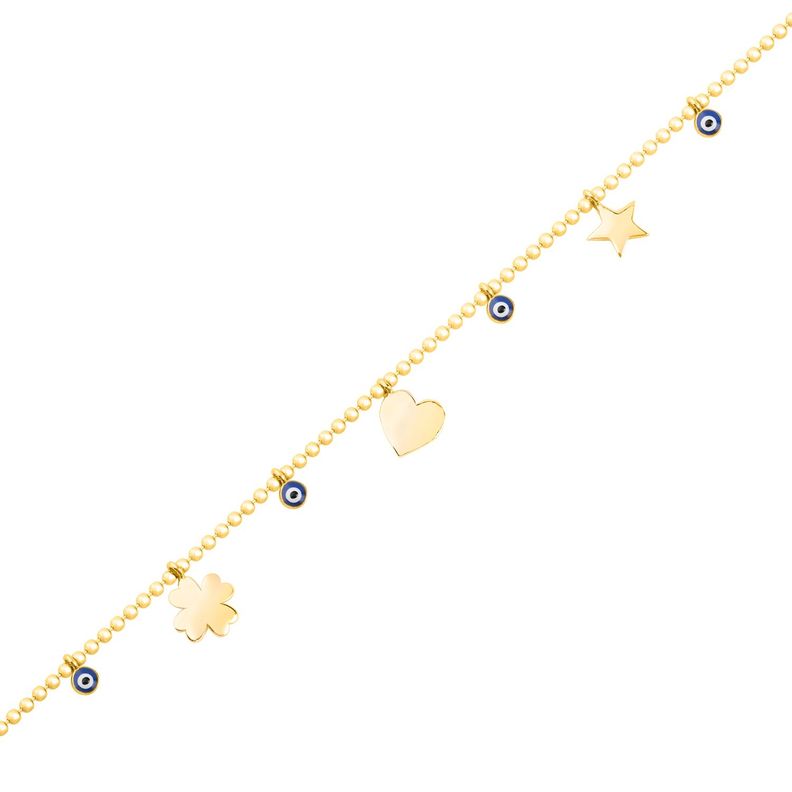 Pulsera de Plata Esterlina 925 Ojo Turco Revestido en Oro 18kt-1
