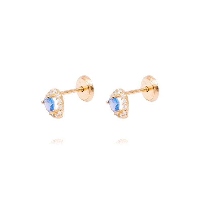Aros Oro Amarillo de 18kt Corazón de Zafiro-0