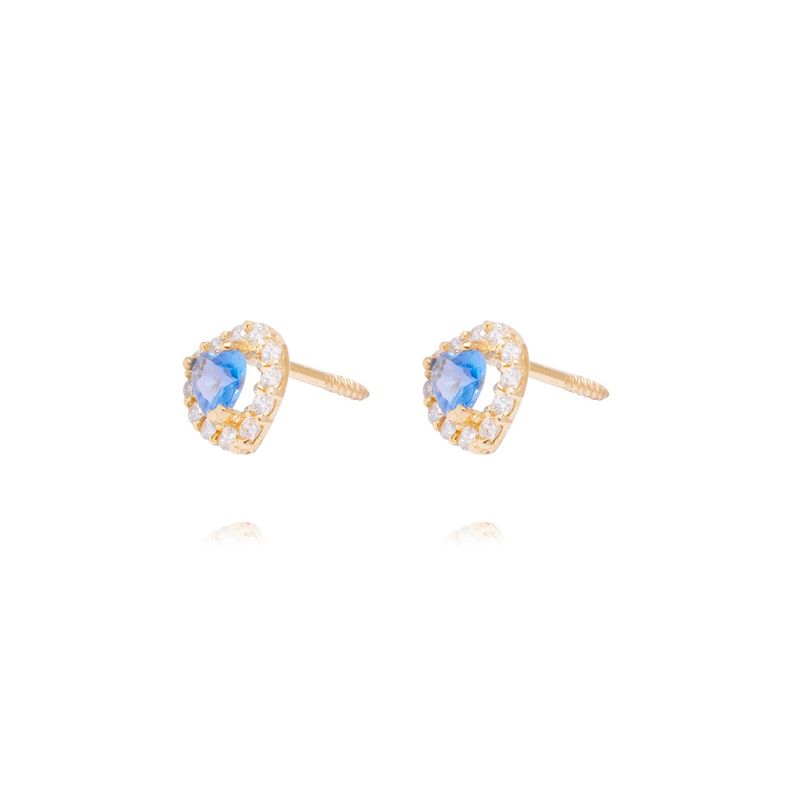 Aros Oro Amarillo de 18kt Corazón de Zafiro-1