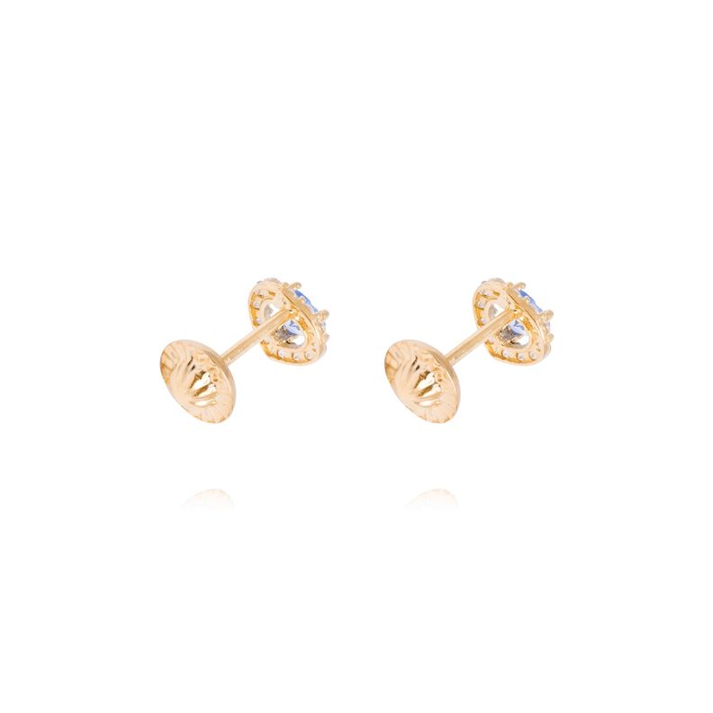 Aros Oro Amarillo de 18kt Corazón de Zafiro-2
