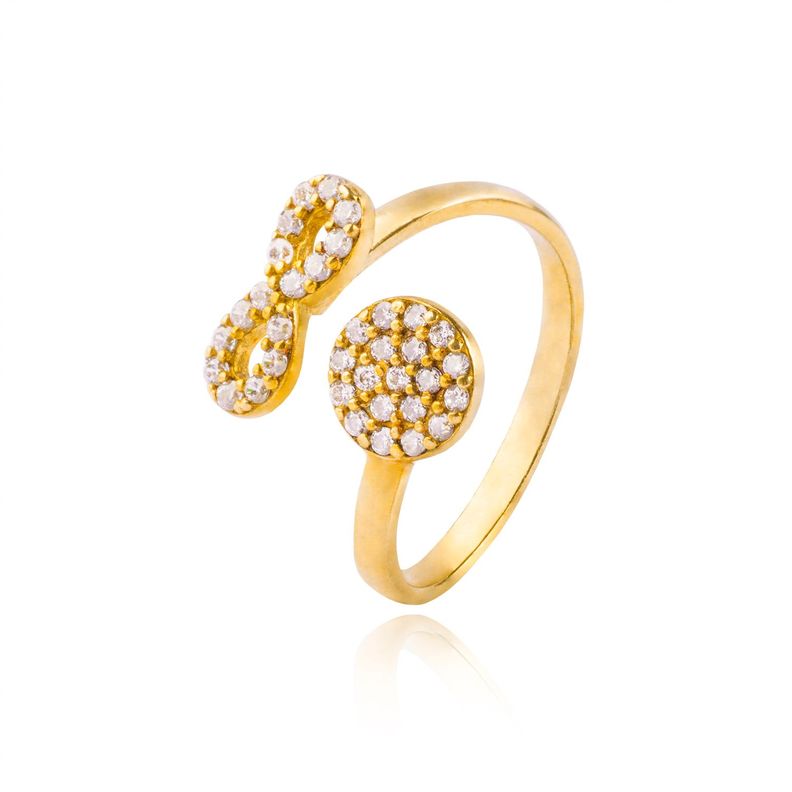 Anillo de Plata Esterlina 925 Circulo Infinito Revestido en Oro 18kt-0