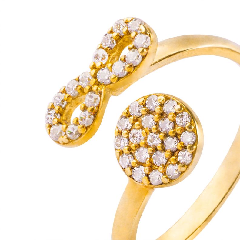 Anillo de Plata Esterlina 925 Circulo Infinito Revestido en Oro 18kt-1