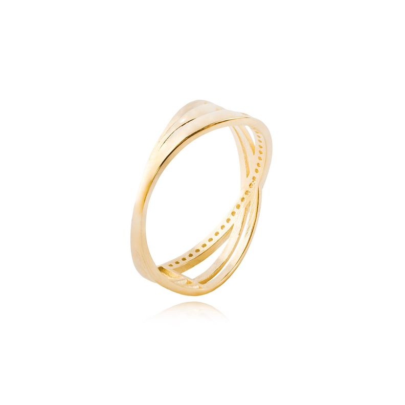 Anillo Compromiso de Oro 18kt Modelo Cruzado Doble con Circón-1