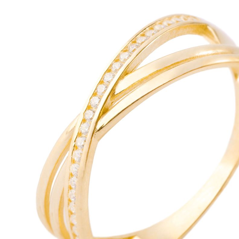 Anillo Compromiso de Oro 18kt Modelo Cruzado Doble con Circón-2