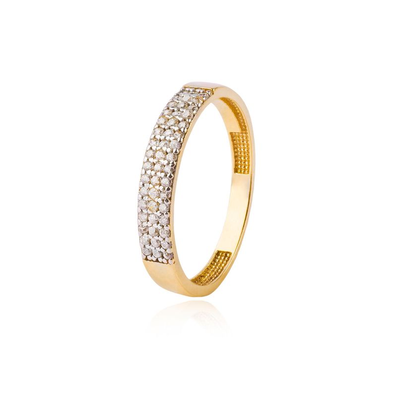 Anillo Compromiso de Oro 18Kt Triple Cintillo Circón-0