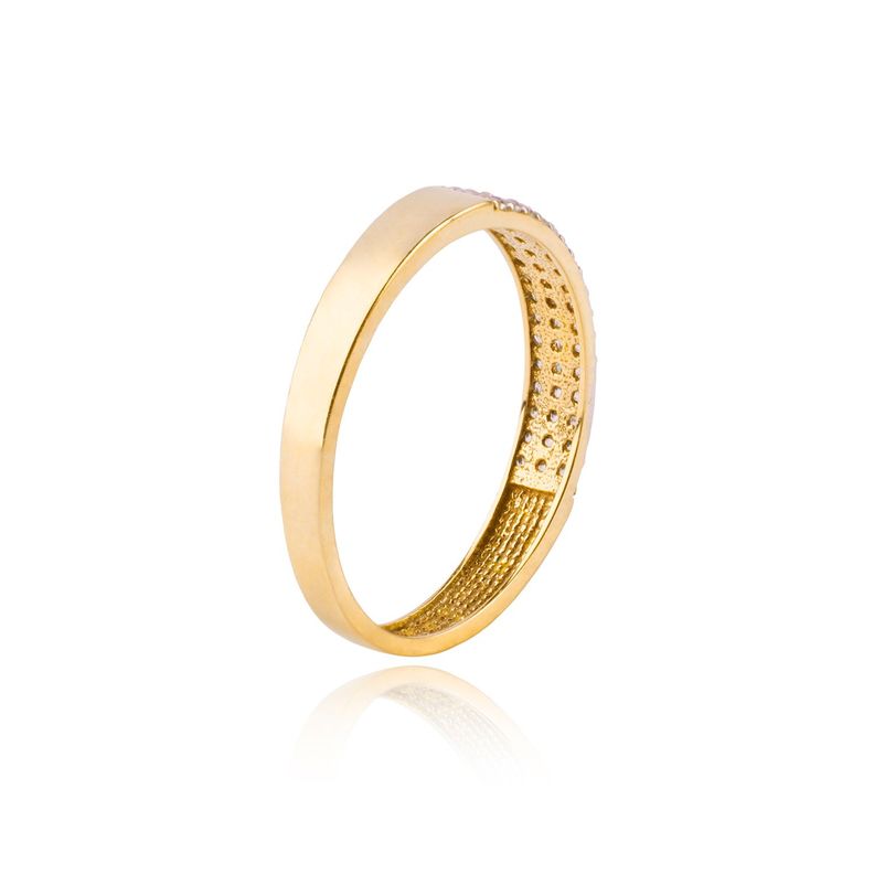 Anillo Compromiso de Oro 18Kt Triple Cintillo Circón-1