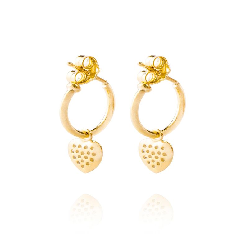 Aros Plata Esterlina 925 Argollas Corazón Revestido Oro 18kt-1