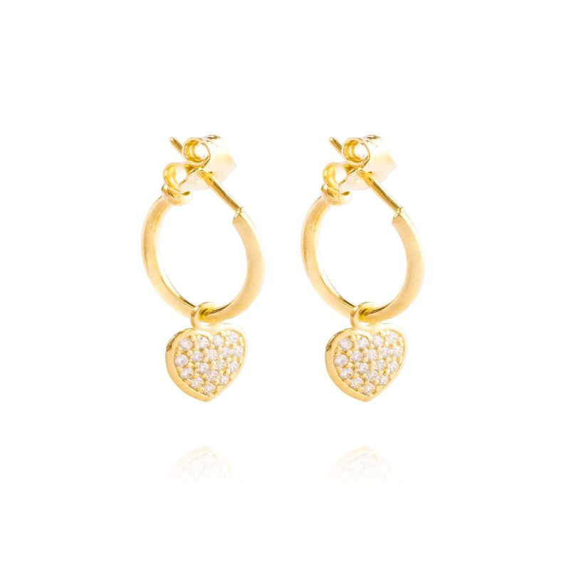 Aros Plata Esterlina 925 Argollas Corazón Revestido Oro 18kt-2