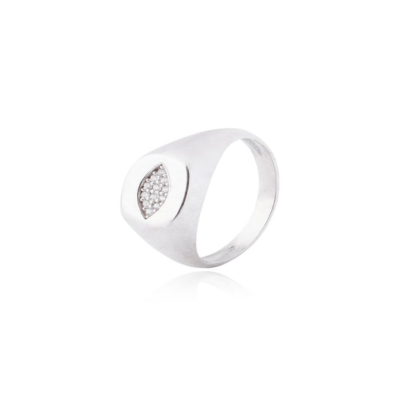 Anillo de Plata Esterlina 925 Sello Ojo Circon-0