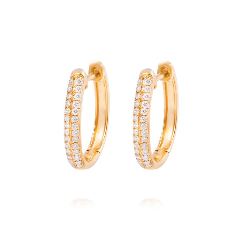 Aros de Oro 18 kt Argollas 21 puntos de diamante-0