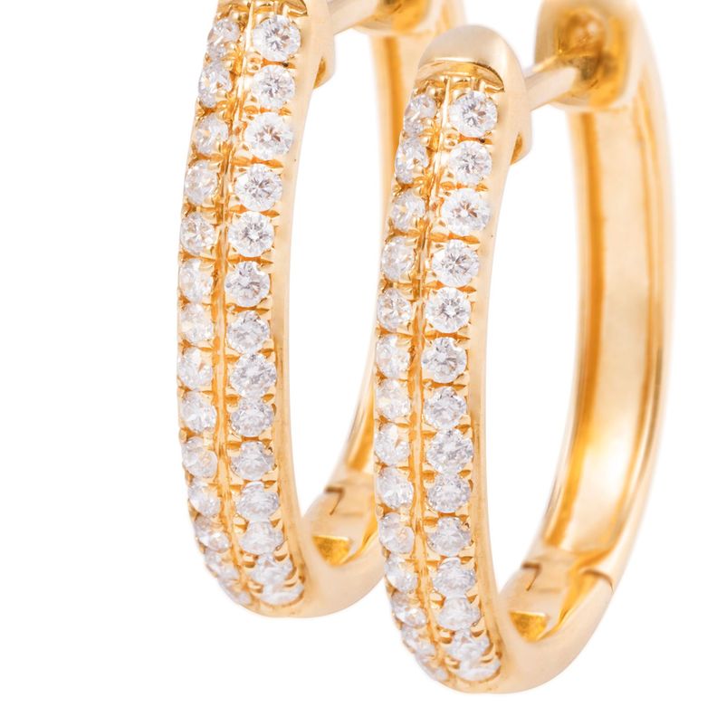 Aros de Oro 18 kt Argollas 21 puntos de diamante-1