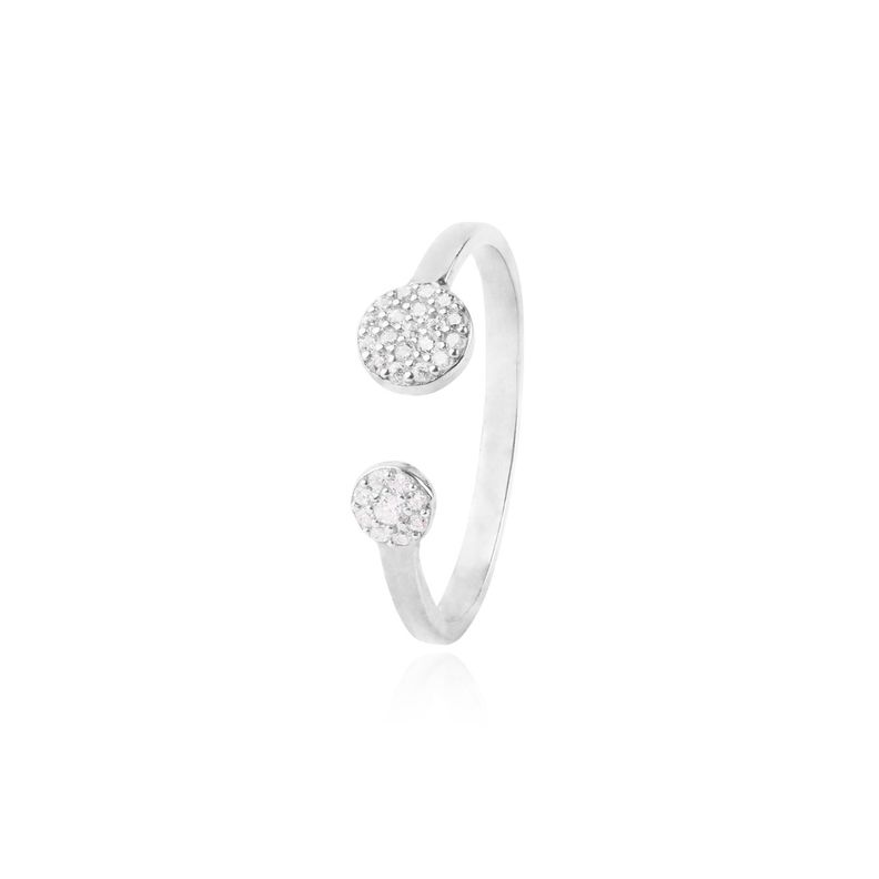 Anillo de Plata Esterlina 925 Doble Círculo Circonita-0