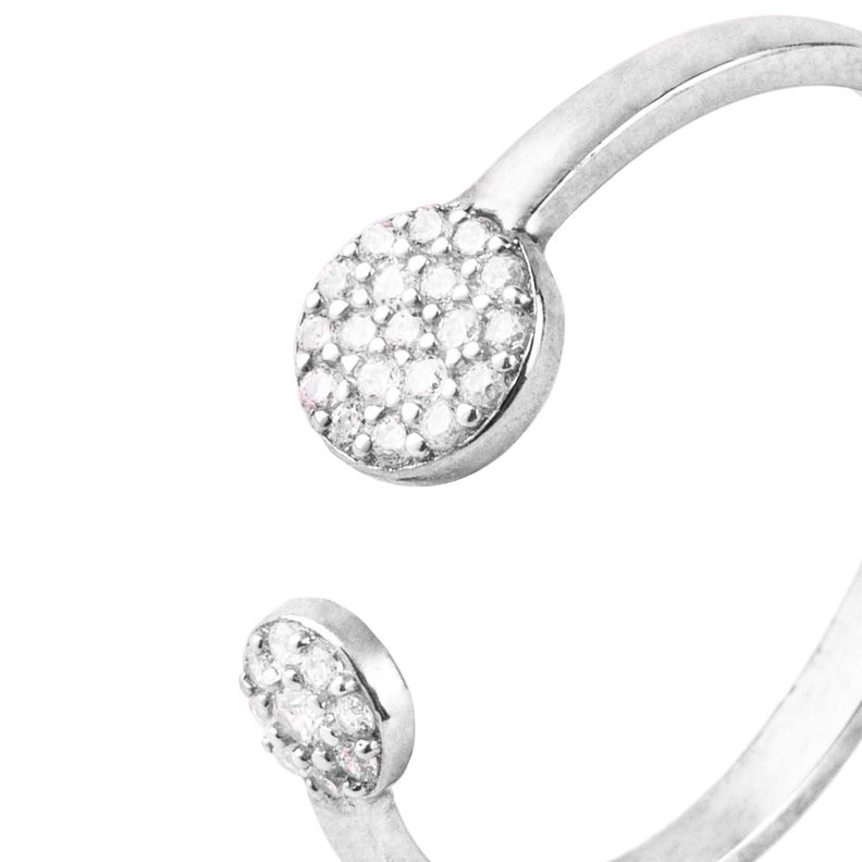 Anillo de Plata Esterlina 925 Doble Círculo Circonita-1