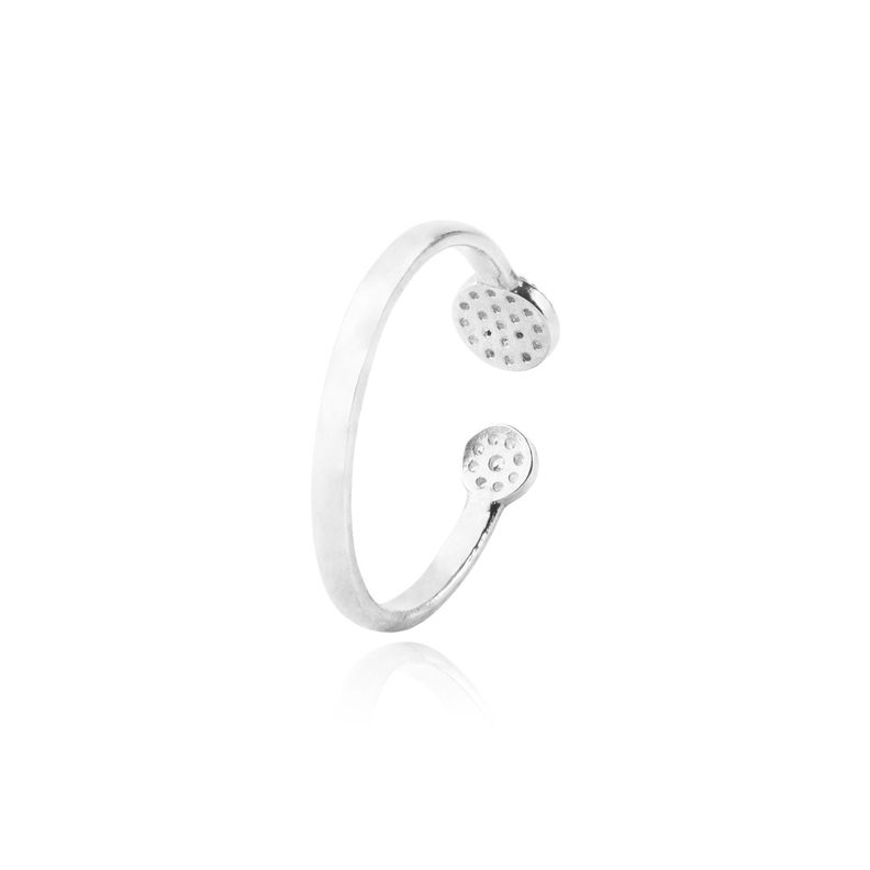 Anillo de Plata Esterlina 925 Doble Círculo Circonita-2