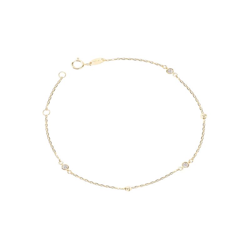Pulsera de Oro 18kt Con 3 Circones Bolita-0