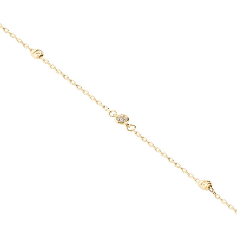 Pulsera de Oro 18kt Con 3 Circones Bolita-1
