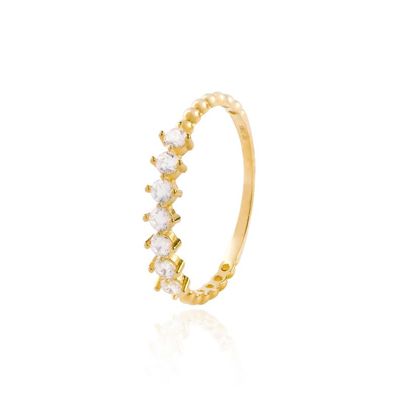 Anillo Compromiso de Oro 14kt Medio Cintillo Armonía de Circonitas-0