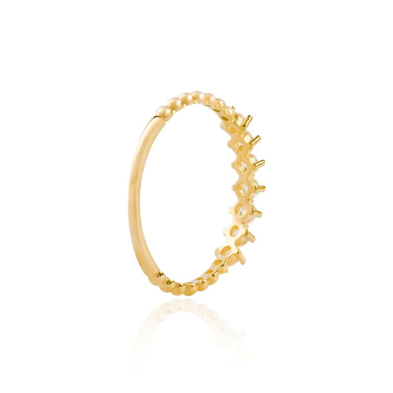 Anillo Compromiso de Oro 14kt Medio Cintillo Armonía de Circonitas-2